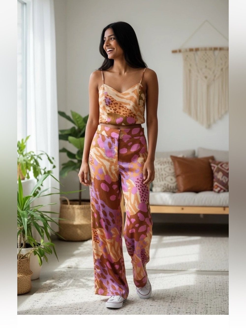 Christian Lacroix Wide Leg Pants in Orange, Pink, Gold, Purple Size Medium